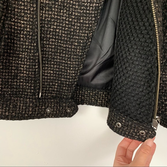 RVCA Black and Gold Layla Tweed Moto Jacket - Picture 10 of 13